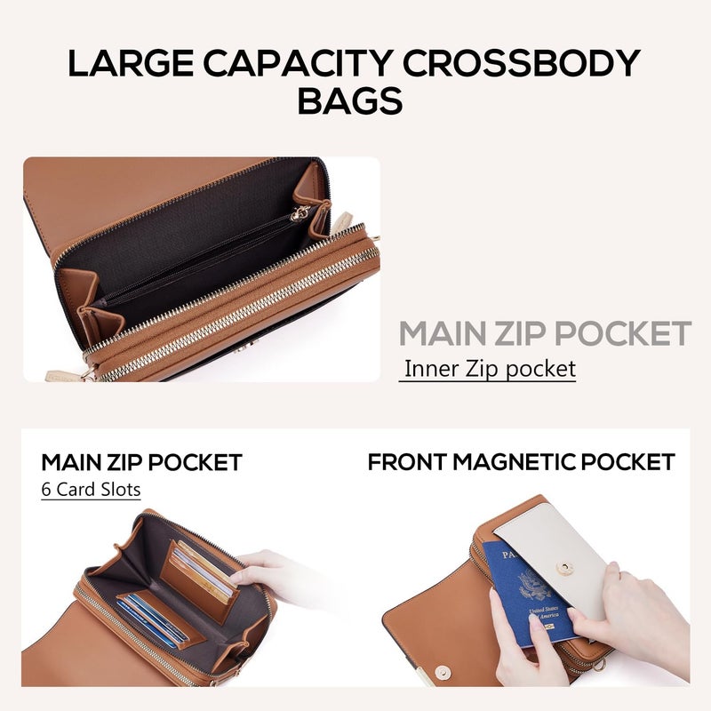 Roulens Small Crossbody Bag for Women,Cell Phone Purse Women's Shoulder Handbags Wallet Purse with Credit Card Slots - Image 2